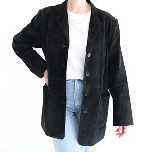 Northern Reflections Black Suede  Button Down Blazer/ Jacket LG